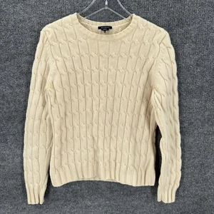 Vintage Gap Sweater Womens Large Wool Crewneck Cream Cable Knit Pullover Y2K - Picture 1 of 9