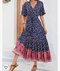 Brand New Bohemian Floral Dress Size Large - Picture 1 of 5