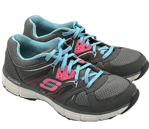 Zapatos para correr Skechers deportivos para mujer suela flexible parte superior baja gris rosa azul talla 9 - Imagen 1 de 6