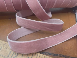 stretch 5/8" velvet elastic ribbon blush pink 31"pc made in Switzerland - Picture 1 of 3