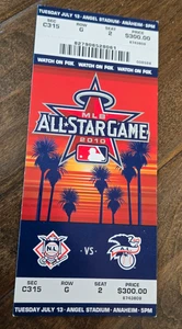 2010 BASEBALL ALL STAR GAME FULL TICKET ANGEL STADIUM ANAHEIM BRIAN MCCANN MVP - Foto 1 di 1