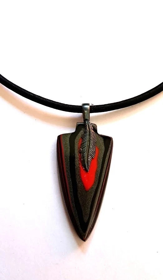 Collar punta de flecha fordita ágata Detroit de 20" con cordón de cuero-FA-21 Foto 1 de 1