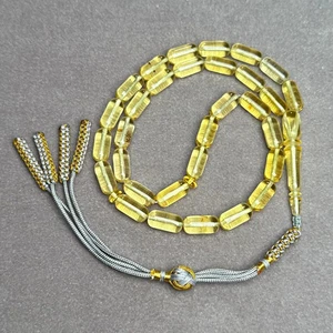 Transparent Misbaha Natürlicher Baltischer Bernstein Islamische Gebetsperlen 6,7x13,9 mm 16,8 g - Bild 1 von 3