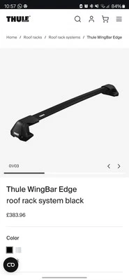 Vauxhall Insignia A Hatchback Thule Wingbar Edge Roof Rack Bars - Image 1 of 4
