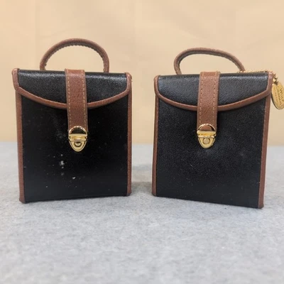 Caja organizadora de joyas de viaje de cuero genuino 2 diseños WOLF negra marrón Foto 1 de 4