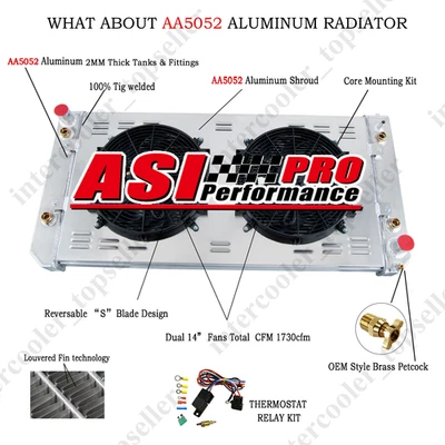 4-Row Radiator+Shroud Fan Fits 03-07 Chevy/ GMC C4500 C5500 C6500 Kodiak Topkick - Imagem 1 de 4
