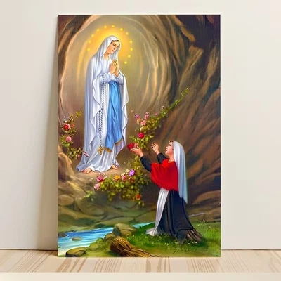 Virgin Mary Apparition Lourdes Grotto Poster Marian Devotion Gift, NoFrame - Image 1 of 4