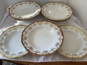 Weimar Porzellan Vintage Suppenschalen 7er Set 14K Blumenrand - Bild 1 von 11