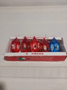 5 Vintage Jewelbrite Diorama 1960s Christmas Ornaments Flower In Box 3D Plastic - Picture 1 of 14