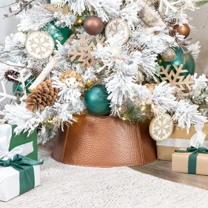Bauernhaus Emaille Weihnachtsbaum Kragen 29 Zoll; Kupfer rustikal Vintage Baum Rock - Bild 1 von 9