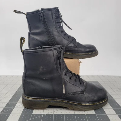 Dr. Martens Docs 1460 J 战斗靴青少年尺寸 3 黑色皮革侧拉链 — 第 1/4 张图片