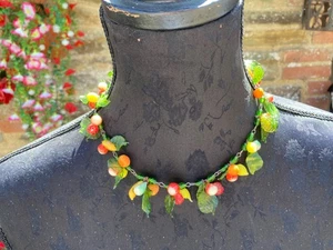 Vintage Miriam Haskell 1930s Tutti Frutti Poured Glass Fruit Necklace - Picture 1 of 7