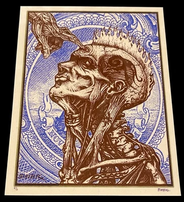 EMEK OPYN YER MYND Velvet Variant Print 10x8" mini poster Signed #4/6 Open Mind - Image 1 of 4