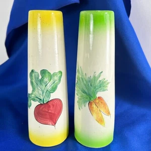 7" Ceramic Salt & Pepper Shakers Made in Japan MCM vintage hand painted cottage - Picture 1 of 8