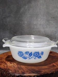 Vintage Anchor Hocking Fire King 472 Blue Corn Flower 12 oz. Casserole with Lid - Picture 1 of 6