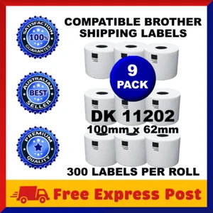 9 Rolls Compatible Brother DK-11202 White Label for QL-570 QL-700 62x100mm - Picture 1 of 1