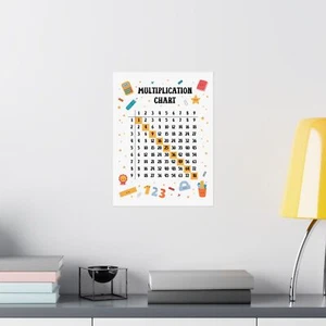 Multiplication Chart Poster for Kids - Cute Educational Math Wall Art - Picture 1 of 11