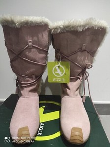 BOTTES AIGLE Fourrée en cuir rose