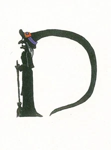 SCRAPBOOKING HALLOWEEN ALPHABET LETTER D 1.5X2 RYTA Salem Witch Folk Art Broom - Picture 1 of 1
