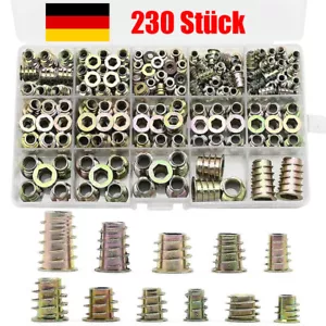 230 Stück Einschraubmutter, Gewindeeinsatz Holz Einschraubmutter M4 M5 M6 M8 M10 - Bild 1 von 7