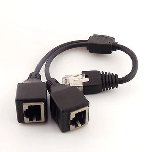 1pc RJ45 Male to 2x Female Splitter Ethernet LAN Network Adapter Extension Cable - Picture 1 of 7