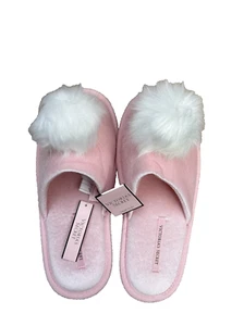 New Victoria's Secret Sleep Pom-Pom Slippers Slides Pink size S 5-6 - Picture 1 of 9