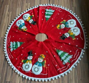 Gonna Albero di Natale Impreziosita Pupazzi di Neve Alberi Pom Pom Bucilla Completa Vintage - Foto 1 di 12