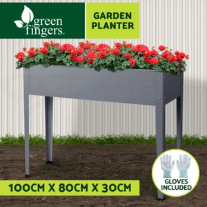 Green Fingers Garden Bed Elevated 100X80X30cm Planter Box Container Galvanised - Picture 1 of 9