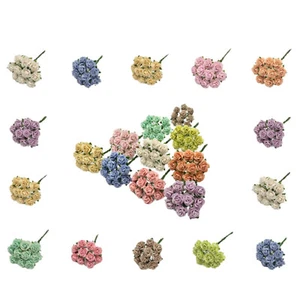 1 cm Mini Pastel Mulberry Paper Flower Roses Wedding Topper headpiece basket R2 - Bild 1 von 16