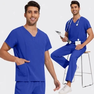 Nursing Surgical Uniform Woman Doctor Nurse Uniform Men Straight Pants Scrub Set - Picture 1 of 16