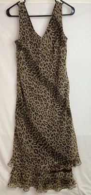 Petite Sophisticate Cheetah Print Y2K Maxi Lined Dress Sz 6 Whimsical Prairie - Image 1 of 4