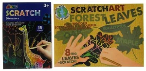 Scratch Leaves & Dinosaurs Craft Art Gift Paper Ornaments Kids Dementia Adults - Picture 1 of 6