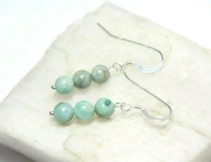 Emerald Green 6mm Ball Natural Gemstone .925 Sterling Silver Earrings 1 1/2" - Picture 1 of 6