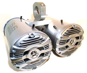 600 Watt Kenwood Marine Pearl Silver-Chrome Wakeboard Tower Speakers SJS Dezign - Picture 1 of 12