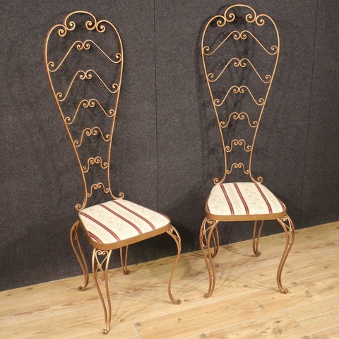 Pair of vintage Pier Luigi Colli wrought iron chairs from 60s 20th century Cover