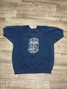 Vintage 1960s Champion Sweatshirt Sz M Camp Villanova Navy Blue Holland Michigan - Picture 1 of 4
