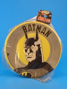 VINTAGE 1989 BATMAN PARTY FAVOR SAUCERS SET w/ HEADER CARD * KEATON * ARGENTINA - Picture 1 of 5