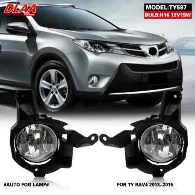 2Pcs Front Fog Lights Assembly w/ Clear Lens Grills Bumper For Toyota RAV4 13-15 - Image 1 of 4