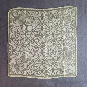 Vintage New Zealand Scarf Aotearoa Maori Art Yellow Sheer Chiffon Square 26x26 - Picture 1 of 7