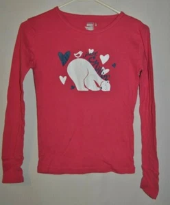 Girl's OLD NAVY Dark Pink Knit Top Size XL 12 Polar Bear Bird Heart Just Chillin - Picture 1 of 3