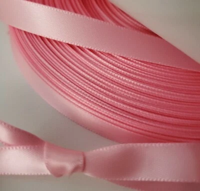 20 Yards 3/8"/9mm Pink Sherbet Satin ribbon showers weddings face mask trim/USA - Image 1 of 3