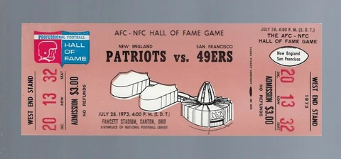 VINTAGE 1973 NEW ENGLAND PATRIOTS vs SAN FRANCISCO 49ERS  FULL FOOTBALL TICKET Cover
