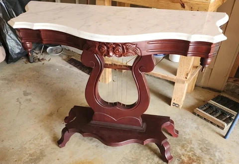 Harp Table With Italian Marble Top Cover