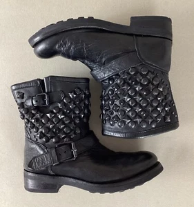 Ash Leather Biker Boots Harness Boots Studded Made in Mexico Ladies’ Size EU 39 - Picture 1 of 22