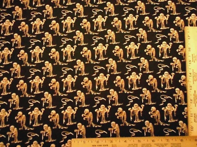 Tela de Halloween por yarda marrón momia ghouls en negro acolchado algodón C Foto 1 de 2