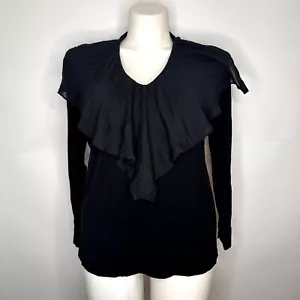 Lauren Ralph Lauren Mixed Media Long Sleeve Stretch Knit Top Black Plus sz 1X - Picture 1 of 5