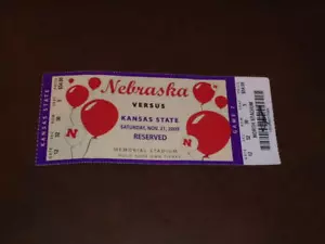 Boleto completo de fútbol americano del estado de Kansas en Nebraska 2009 - Imagen 1 de 2