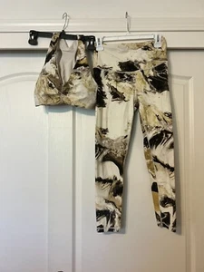 Calia - Damen Sport BH und Leggings Set - braun gesprenkelter Print - Größe M - Bild 1 von 5