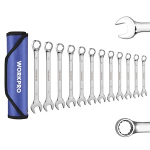 WORKPRO 12PCS Premium Combination Wrench Set w/Bag 8-19mm Metric 12-Point Wrench - Picture 1 of 8