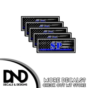 SP Ammo Can Decal Gun Ammunition Label Box Sticker Blue Line Flag - 5 Pack - Picture 1 of 2